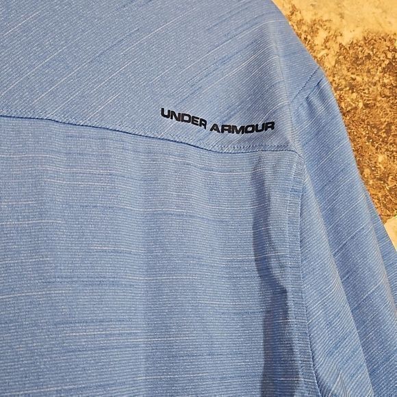 Under Armour Loose Heatgear Blue Polo Short Sleeve Shirt Sz M - Picture 5 of 11